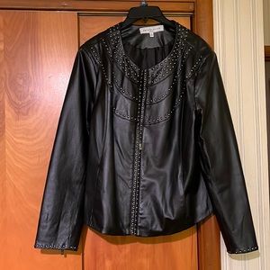 Pamela McCoy Collection Genuine Black studded Leather Jacket